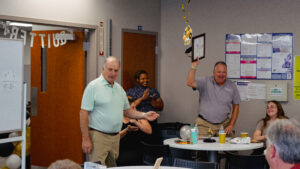 Jeff Curry celebrates his retirement from Palmer Trucks.